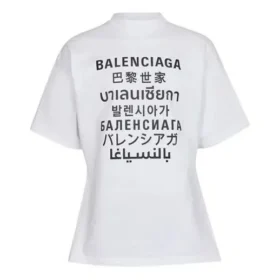 Balenciaga Herren SS21 Word Kurzarm-T-Shirt, weiss 641613TJVI59040