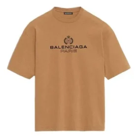 Balenciaga Herren-T-Shirt mit Alphabet-Aufdruck, kurzärmelig, creme-gelb 594579TGV609605