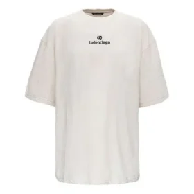 Balenciaga Herren-T-Shirt mit Alphabet-Logo, kurzärmelig, grau-weiss 641614TJVA99054