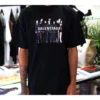 Balenciaga Herren-T-Shirt mit übergrossem Logo-Print im Retro-Stil, tief sitzender Ausschnitt, kurze Ärmel, schwarz 620969TIVA11000