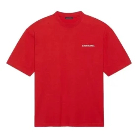 Balenciaga Herren-T-Shirt mit grossem Logo im Retro-Stil, kurzärmelig, rot 612966TIVG56540 Balenciaga Herren-T-Shirt mit grossem Logo im Retro-Stil, kurzärmelig, rot 612966TIVG56540