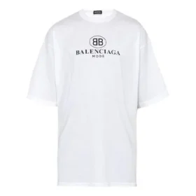 Balenciaga Herren-T-Shirt mit Logo-Print, Rundhalsausschnitt, kurze Ärmel, weiss 556150TYK239000 Balenciaga Herren-T-Shirt mit Logo-Print, Rundhalsausschnitt, kurze Ärmel, weiss 556150TYK239000