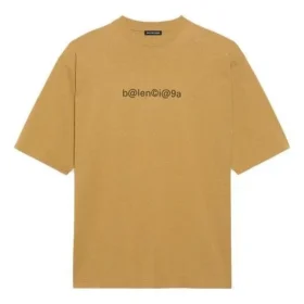 Balenciaga Herren-T-Shirt mit Rundhalsausschnitt, Alphabet-Print und kurzen Ärmeln, khaki, 620969TIV509605 Balenciaga Herren-T-Shirt mit Rundhalsausschnitt, Alphabet-Print und kurzen Ärmeln, khaki, 620969TIV509605
