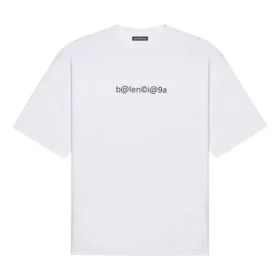 Balenciaga Herren-T-Shirt mit Symbol, Rundhalsausschnitt und Alphabet-Print, kurzärmelig, weiss 620969TIV509040 Balenciaga Herren-T-Shirt mit Symbol, Rundhalsausschnitt und Alphabet-Print, kurzärmelig, weiss 620969TIV509040