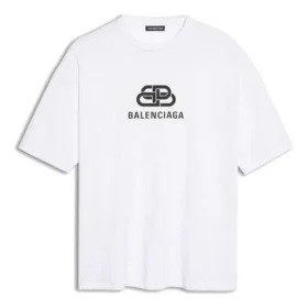 Balenciaga Herren-T-Shirt, weiss, mit BB-Logo, klassischer Logo-Aufdruck, Kurzarm 570803TEV489044