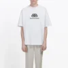 Balenciaga Herren-T-Shirt, weiss, mit BB-Logo, klassischer Logo-Aufdruck, Kurzarm 570803TEV489044