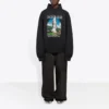 Balenciaga Landscape Loose Hoodie für Herren, Schwarz 641679TJVH91000
