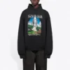 Balenciaga Landscape Loose Hoodie für Herren, Schwarz 641679TJVH91000