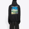 Balenciaga Landscape Loose Hoodie für Herren, Schwarz 641679TJVH91000