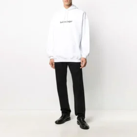 Balenciaga Logo-Pullover für Herren, Oversize, weiss 570811TIV559040