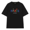 Balenciaga Paris Love T-Shirt für Herren, reguläre Passform, Aufdruck, kurze Ärmel, schwarz 594579TGV431000