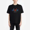 Balenciaga Paris Love T-Shirt für Herren, reguläre Passform, Aufdruck, kurze Ärmel, schwarz 594579TGV431000