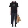 Balenciaga Retro-Strick-T-Shirt für Herren mit «BB Paris»-Aufdruck, kurzärmelig, schwarz 594579TGV601000