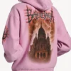 Balenciaga Sacra Cœur Damen-Hoodie mit Reissverschluss in mittlerer Passform in Old Pink