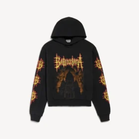 Balenciaga Sacra Cœur Hoodie für Damen in schwarzer Farbe mit mittlerer Passform
