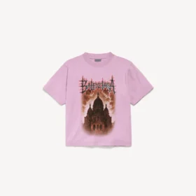 Balenciaga Sacra Cœur T-Shirt für Damen in mittlerer Passform in Altrosa Balenciaga Sacra Cœur T-Shirt für Damen in mittlerer Passform in Altrosa