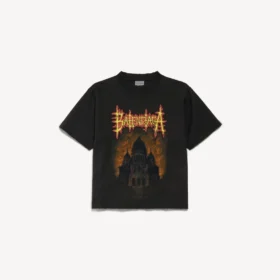 Balenciaga Sacra Cœur T-Shirt für Damen in schwarzer Farbe mit mittlerer Passform Balenciaga Sacra Cœur T-Shirt für Damen in schwarzer Farbe mit mittlerer Passform