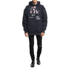 Balenciaga Speedhunters Boysband Print-Kapuzenpullover mit langen Ärmeln für Herren, marineblau 541873TCV371055