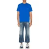Balenciaga SS21 Alphabet Small Logo Kurzarm-T-Shirt für Herren, blau, 556151TBV438077