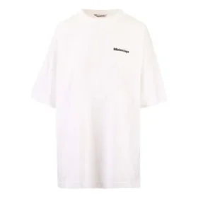 Balenciaga SS21 Herren-T-Shirt aus Baumwolle mit Logo, Rundhalsausschnitt und kurzen Ärmeln, weiss 641655TJV879040