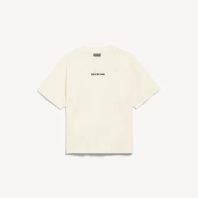Balenciaga-T-Shirt für Damen mit «Back Artwork»-Motiv, mittlere Passform, in Creme
