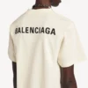 Balenciaga-T-Shirt für Damen mit «Back Artwork»-Motiv, mittlere Passform, in Creme