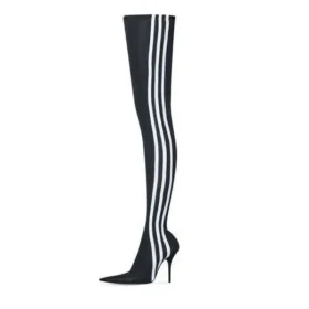 Balenciaga x adidas Knife Over-the-Knee-Stiefel «Black White» 724074W2ES11090