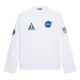Balenciaga x NASA Crossover Space Printing Langarm-T-Shirt für Herren mit Rundhalsausschnitt, weiss 662496TKVD79040 Balenciaga x NASA Crossover Space Printing Langarm-T-Shirt für Herren mit Rundhalsausschnitt, weiss 662496TKVD79040
