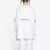 Balenciaga x NASA Crossover Space Printing Langarm-T-Shirt für Herren mit Rundhalsausschnitt, weiss 662496TKVD79040