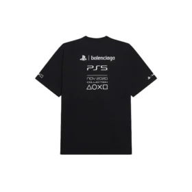 Balenciaga x PlayStation Crossover PS5 – Alphabet-Geometrie-Muster-Print, kurzärmelig, Unisex, schwarz 651795TKVF31070