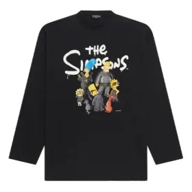 Balenciaga x THE SIMPSONS Langarm-T-Shirt, Large Fit «Black» 681046TLVG70100