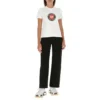 Baumwoll-T-Shirt mit Aufdruck, kurzärmelig, weiss 612964TJVD69000
