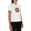 Baumwoll-T-Shirt mit Aufdruck, kurzärmelig, weiss 612964TJVD69000