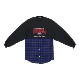 BB Authentic Patched Langarm-T-Shirt «Black Blue» 698227TMM085212