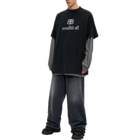 BB Be Different T-Shirt mit Aufnähern, Langarm-T-Shirt «Black Grey» 720407TNVV31070
