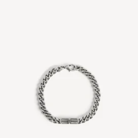 BB Icon dünnes Gourmette-Armband für Herren in Antiksilber