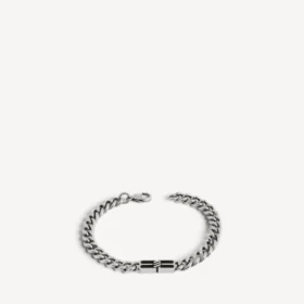 BB Icon dünnes Gourmette-Armband für Herren in Antiksilber