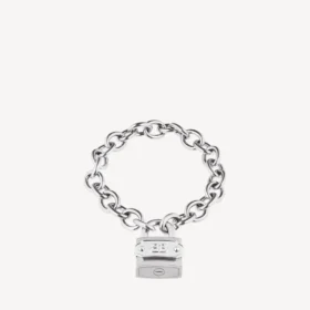 Bb-Vorhängeschloss-Armband in Silber/Antiksilber