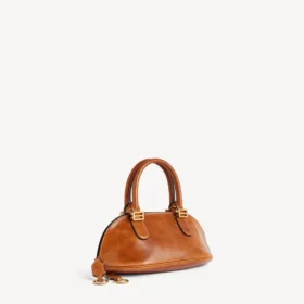 Bolero-Bowling-Tasche für Damen, Mini, in hellbraunem Cowboy-Leder