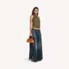 Bolero-Bowling-Tasche für Damen, Mini, in hellbraunem Cowboy-Leder