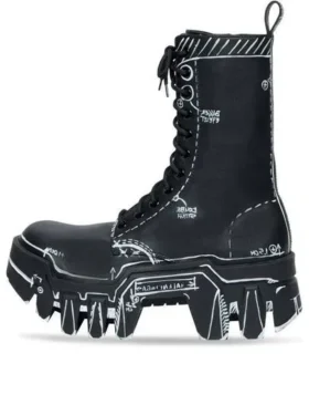 Bulldozer Schnürstiefel «Black Outline Calfskin» 672502WBEF21090