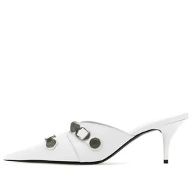 Cagole Pantoletten mit High Heels «Weisses Lammleder» 714253WAD4E9081