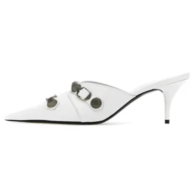 Cagole Pantoletten mit High Heels «Weisses Lammleder» 714253WAD4E9081
