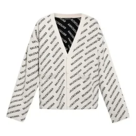 Cardigan mit durchgehendem Logo «Chalky White Black» 736248T32339054