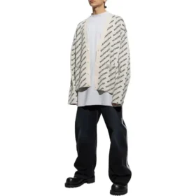 Cardigan mit durchgehendem Logo «Chalky White Black» 736248T32339054