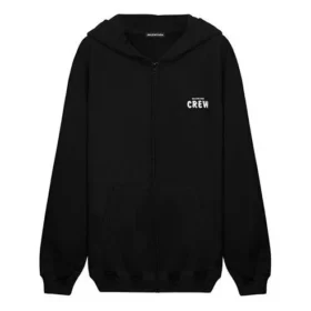 Crew-Shirt mit Alphabet-Aufdruck und Reissverschluss, Unisex, Schwarz 620974TIV751070