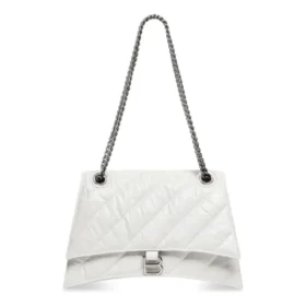 Crush mittelgrosse Kettenhandtasche, gesteppt «Optic White» 716393210J09001
