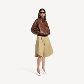 Damen-Blouson mit hohem Kragen in Kastanienbraun