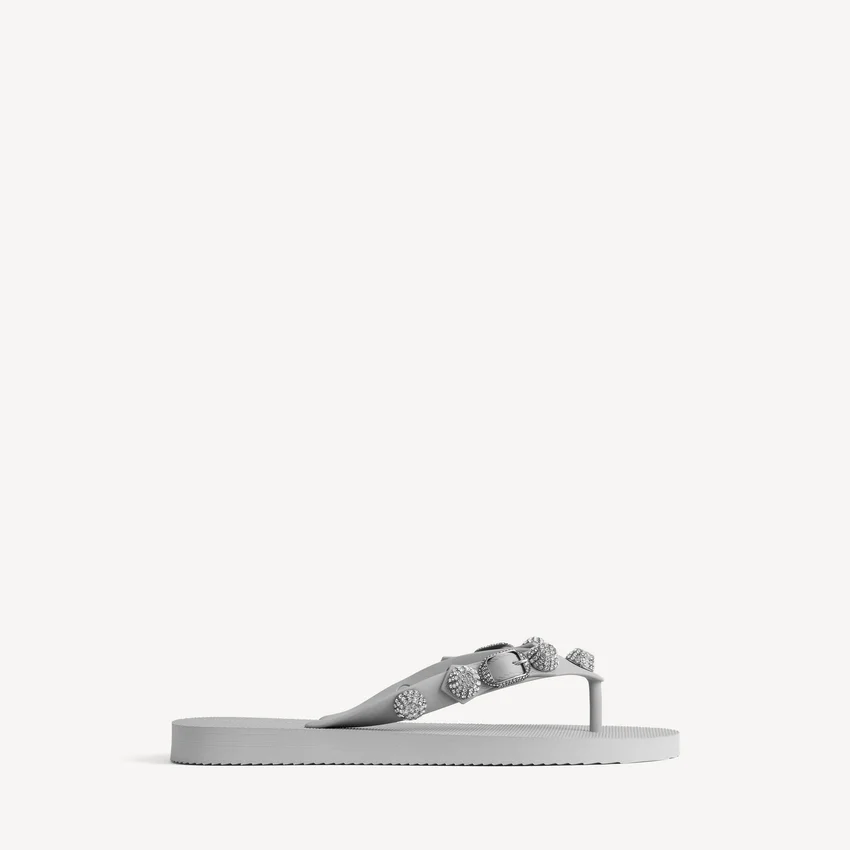 Damen-Cagole-Sandale mit Zehen und Balenciaga-Grau/Kristall Damen-Cagole-Sandale mit Zehen und Balenciaga-Grau/Kristall