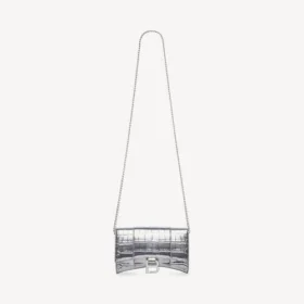 Damen-Geldbörse in Hourglass-Form an Kette in Silber